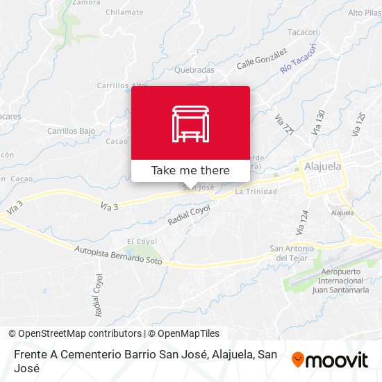 Mapa de Frente A Cementerio Barrio San José, Alajuela