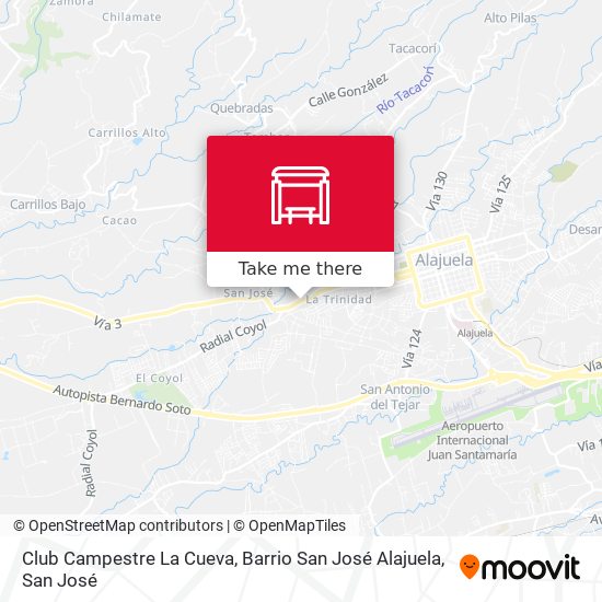 Mapa de Club Campestre La Cueva, Barrio San José Alajuela