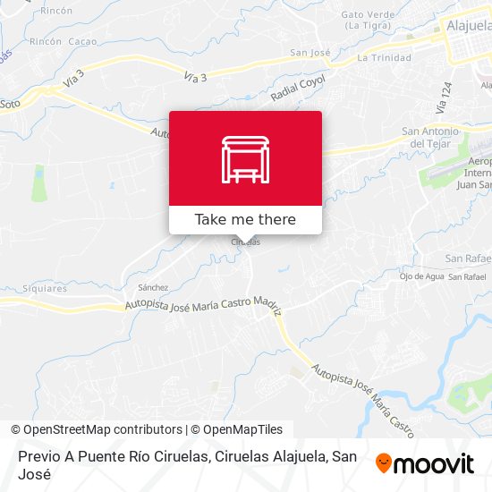 Previo A Puente Río Ciruelas, Ciruelas Alajuela map