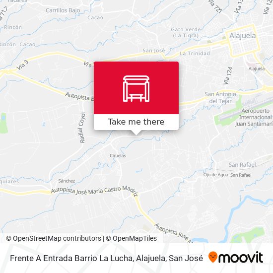 Frente A Entrada Barrio La Lucha, Alajuela map