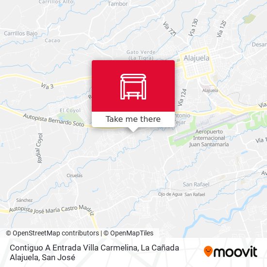 Mapa de Contiguo A Entrada Villa Carmelina, La Cañada Alajuela