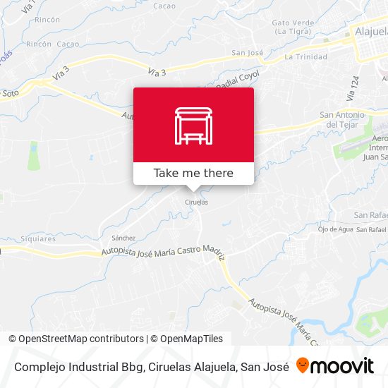 Mapa de Complejo Industrial Bbg, Ciruelas Alajuela