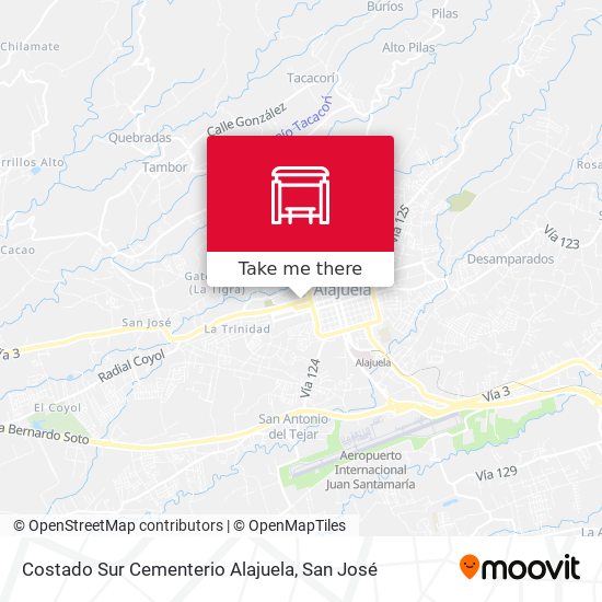 Costado Sur Cementerio Alajuela map