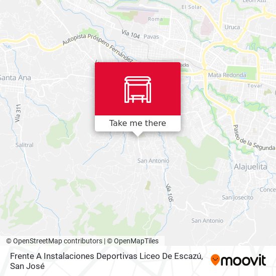 Frente A Instalaciones Deportivas Liceo De Escazú map