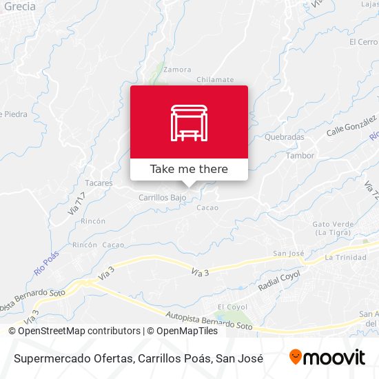Supermercado Ofertas, Carrillos Poás map