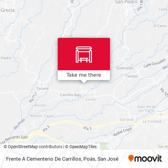 Frente A Cementerio De Carrillos, Poás map