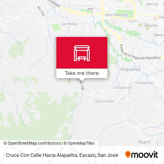 Cruce Con Calle Hacía Alajuelita, Escazú map