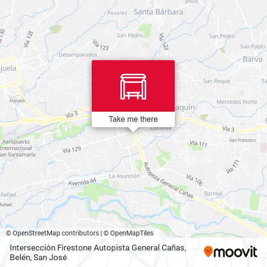 Intersección Firestone Autopista General Cañas, Belén map