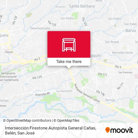 Mapa de Intersección Firestone Autopista General Cañas, Belén