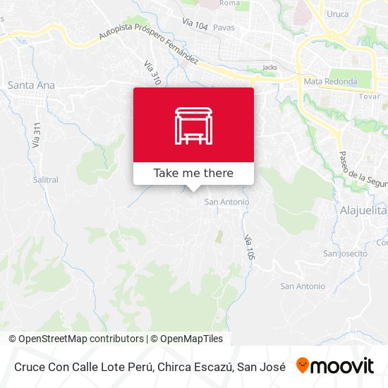 Cruce Con Calle Lote Perú, Chirca Escazú map
