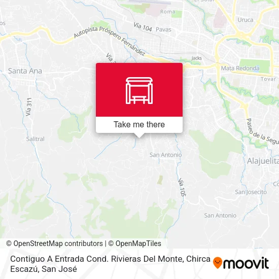 Contiguo A Entrada Cond. Rivieras Del Monte, Chirca Escazú map