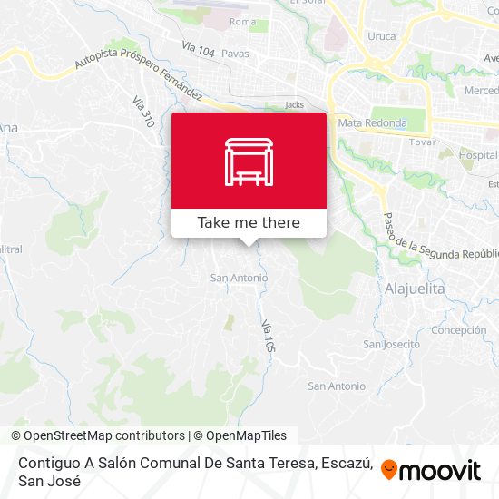 Mapa de Contiguo A Salón Comunal De Santa Teresa, Escazú