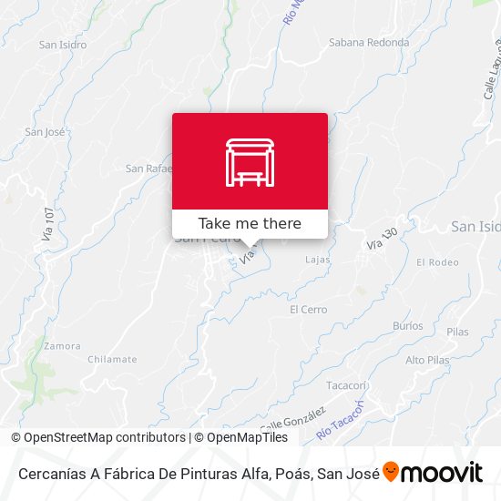 Cercanías A Fábrica De Pinturas Alfa, Poás map