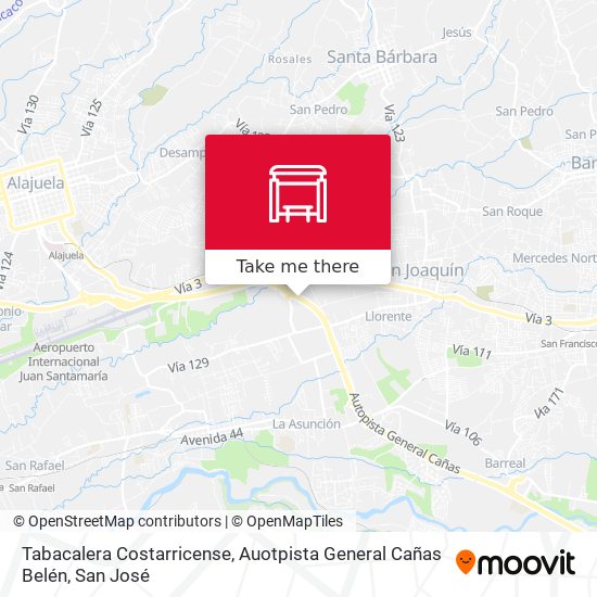 Tabacalera Costarricense, Auotpista General Cañas Belén map
