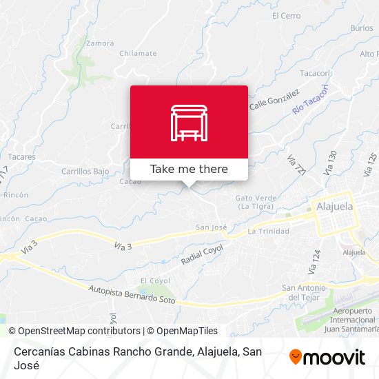 Mapa de Cercanías Cabinas Rancho Grande, Alajuela
