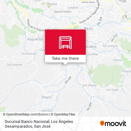 Sucursal Banco Nacional, Los Ángeles Desamparados map