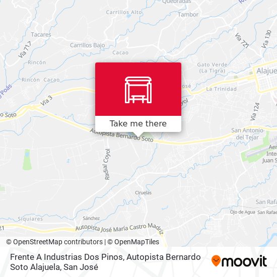 Mapa de Frente A Industrias Dos Pinos, Autopista Bernardo Soto Alajuela