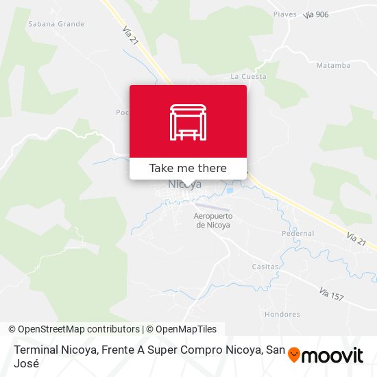 Mapa de Terminal Nicoya, Frente A Super Compro Nicoya