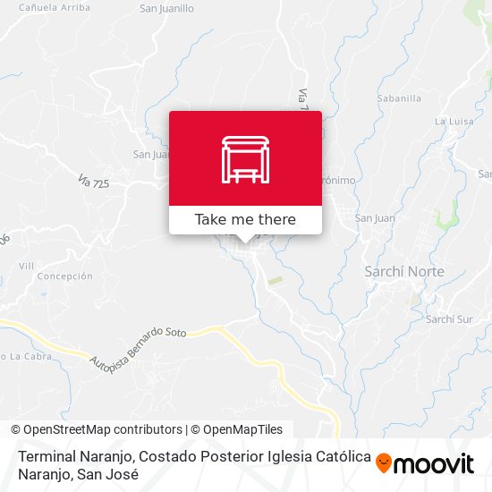 Terminal Naranjo, Costado Posterior Iglesia Católica Naranjo map