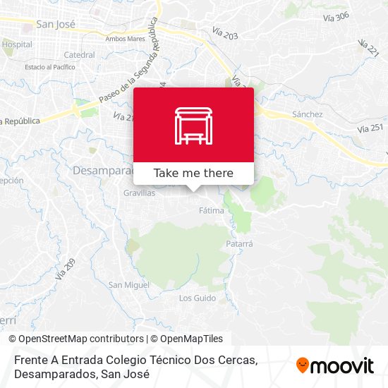 Frente A Entrada Colegio Técnico Dos Cercas, Desamparados map