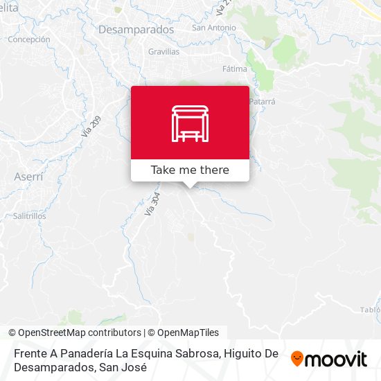 Frente A Panadería La Esquina Sabrosa, Higuito De Desamparados map