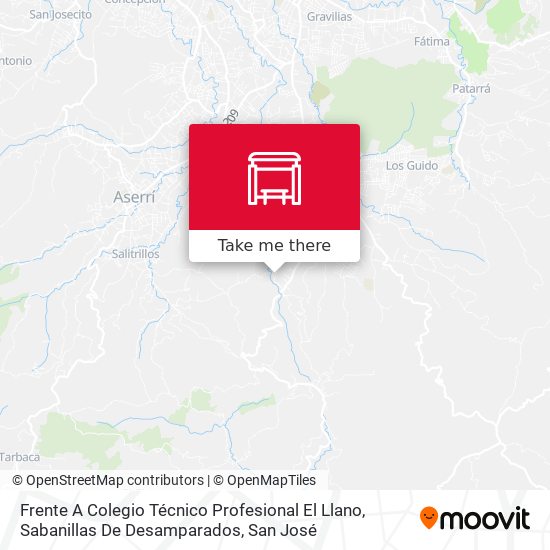 Frente A Colegio Técnico Profesional El Llano, Sabanillas De Desamparados map