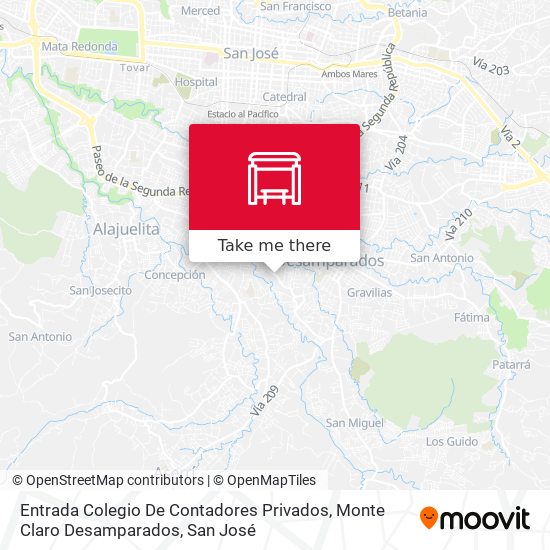 Entrada Colegio De Contadores Privados, Monte Claro Desamparados map