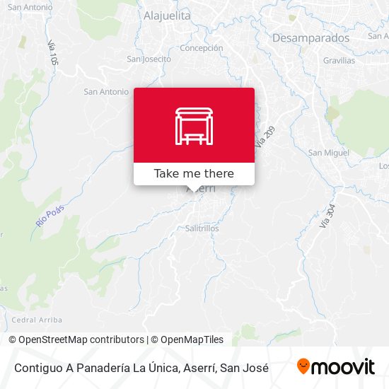 Contiguo A Panadería La Única, Aserrí map