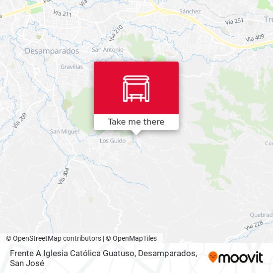 Frente A Iglesia Católica Guatuso, Desamparados map