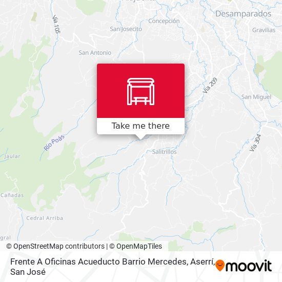 Frente A Oficinas Acueducto Barrio Mercedes, Aserrí map