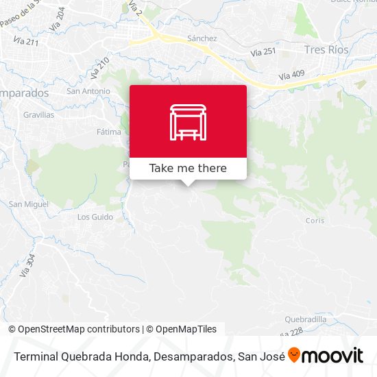 Mapa de Terminal Quebrada Honda, Desamparados