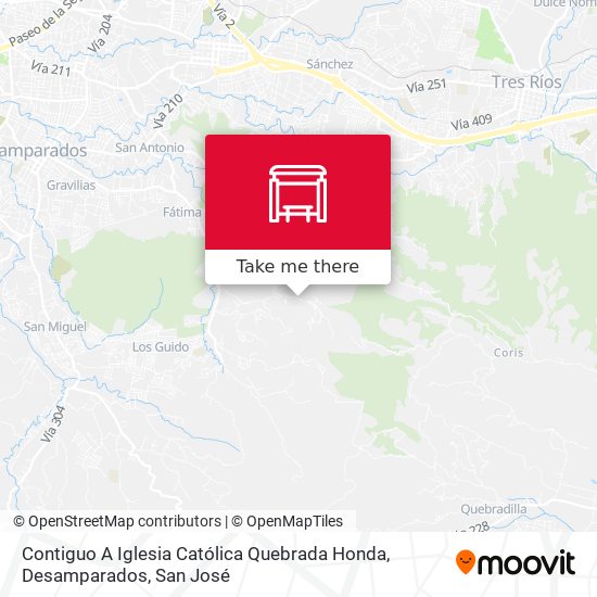 Contiguo A Iglesia Católica Quebrada Honda, Desamparados map