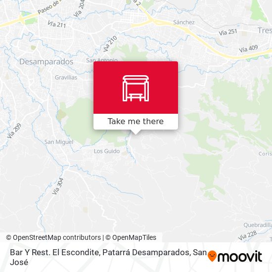 Bar Y Rest. El Escondite, Patarrá Desamparados map