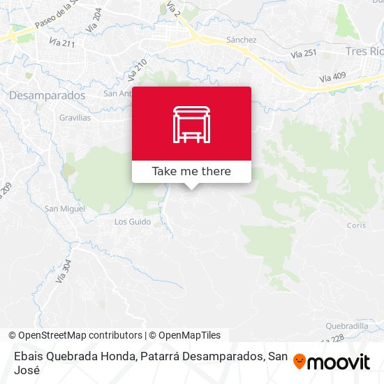 Mapa de Ebais Quebrada Honda, Patarrá Desamparados