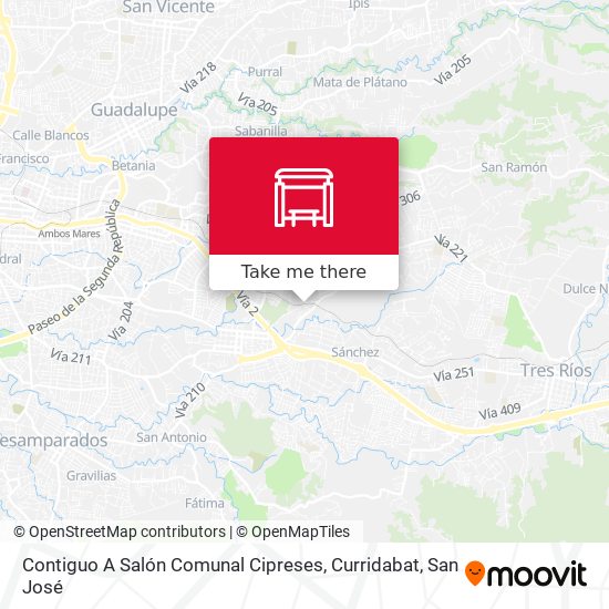 Mapa de Contiguo A Salón Comunal Cipreses, Curridabat