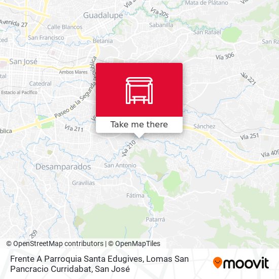 Frente A Parroquia Santa Edugives, Lomas San Pancracio Curridabat map