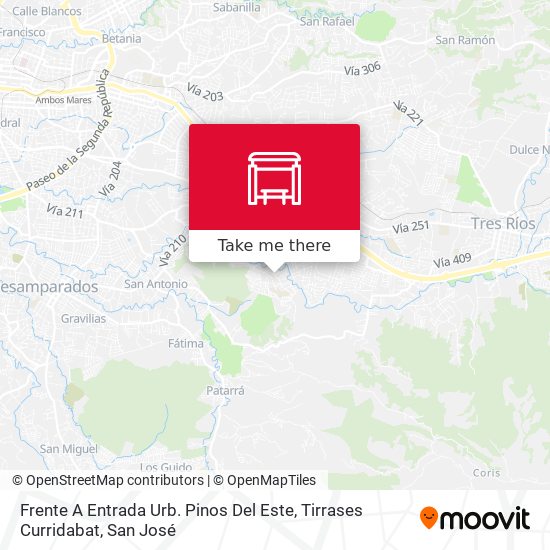 Frente A Entrada Urb. Pinos Del Este, Tirrases Curridabat map