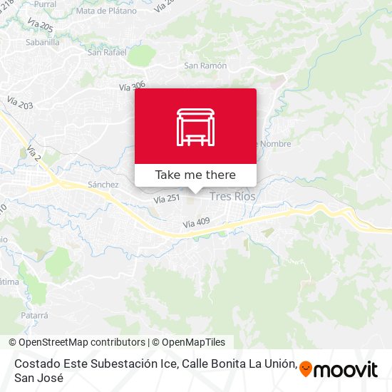 Costado Este Subestación Ice, Calle Bonita La Unión map
