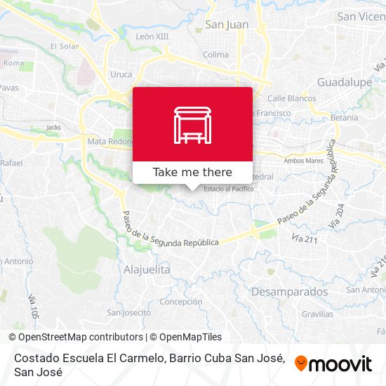 Mapa de Costado Escuela El Carmelo, Barrio Cuba San José