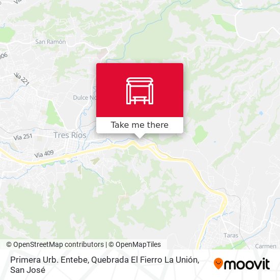 Mapa de Primera Urb. Entebe, Quebrada El Fierro La Unión