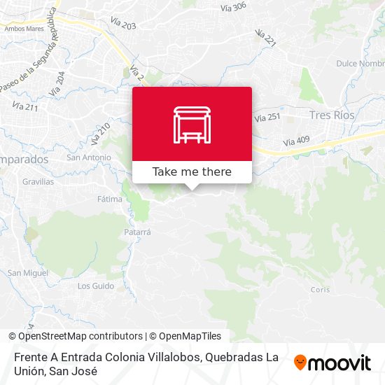 Mapa de Frente A Entrada Colonia Villalobos, Quebradas La Unión