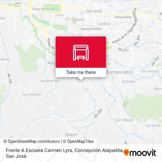 Mapa de Frente A Escuela Carmen Lyra, Concepción Alajuelita