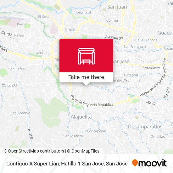 Mapa de Contiguo A Super Lian, Hatillo 1 San José