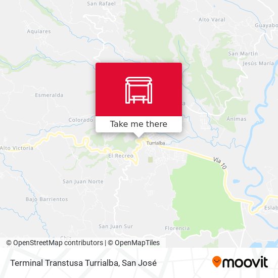 Mapa de Terminal Transtusa Turrialba