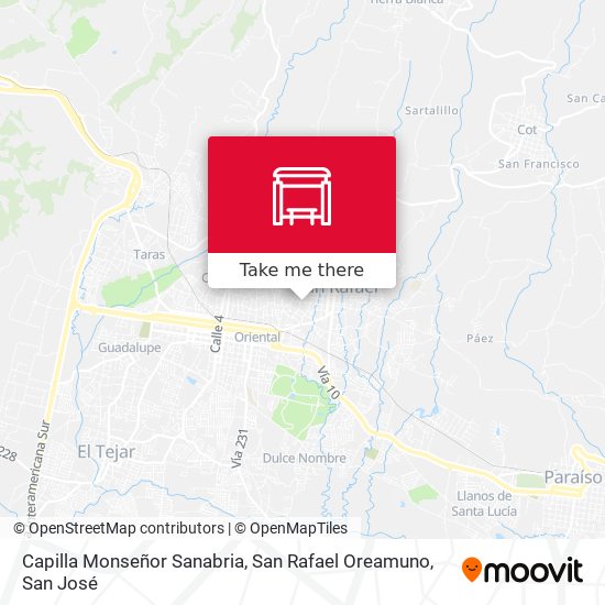 Mapa de Capilla Monseñor Sanabria, San Rafael Oreamuno