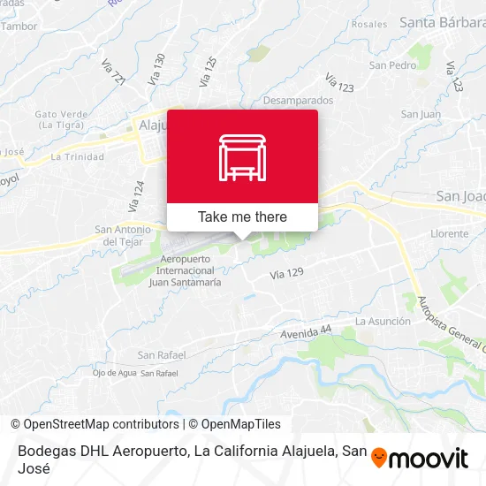 Bodegas DHL Aeropuerto, La California Alajuela map