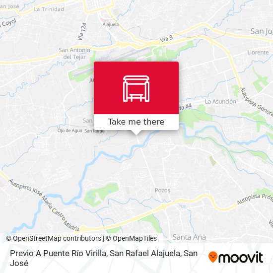 Mapa de Previo A Puente Río Virilla, San Rafael Alajuela