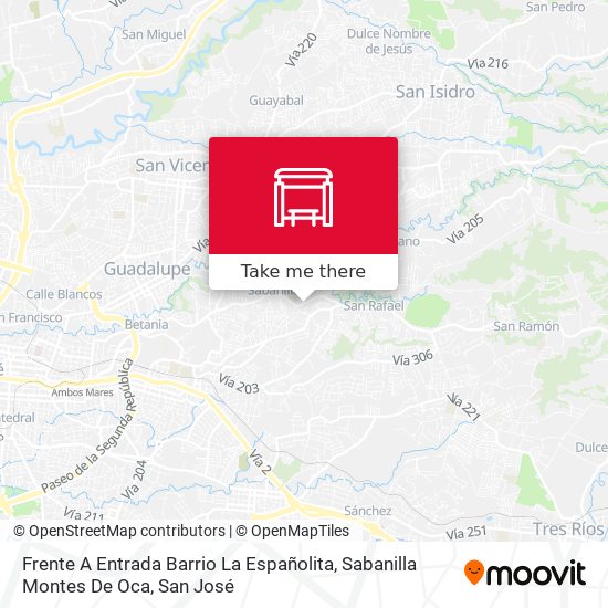 Frente A Entrada Barrio La Españolita, Sabanilla Montes De Oca map