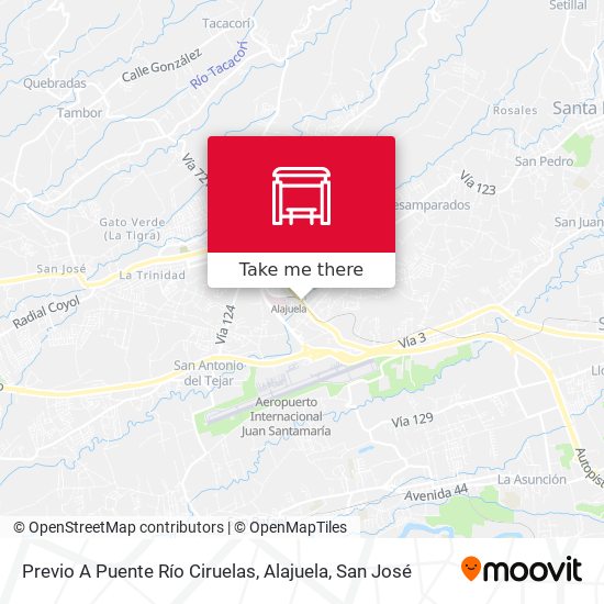 Previo A Puente Río Ciruelas, Alajuela map
