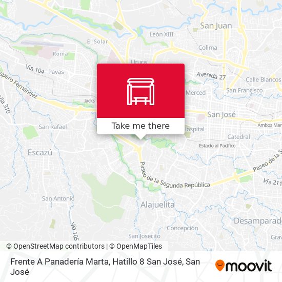 Mapa de Frente A Panadería Marta, Hatillo 8 San José